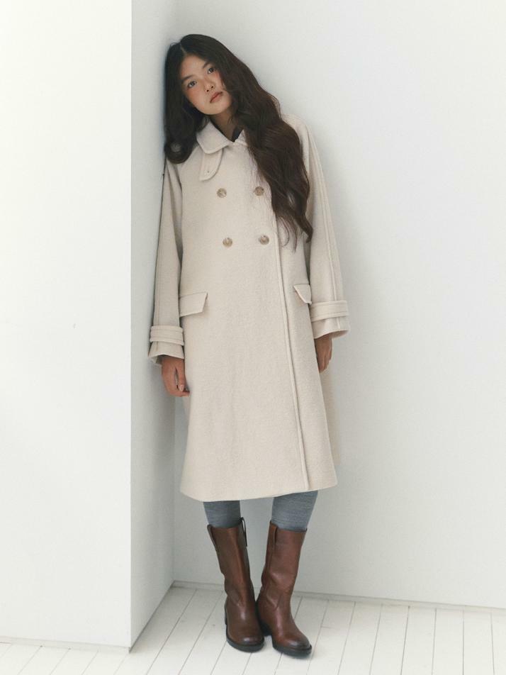 Soft Double Button Balmacaan Coat_ivory