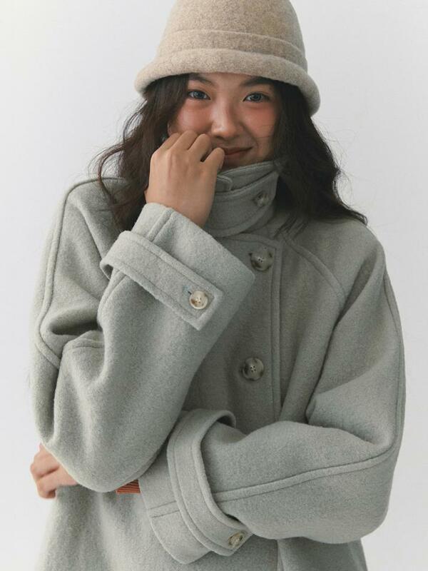 Soft Double Button Balmacaan Coat_mint