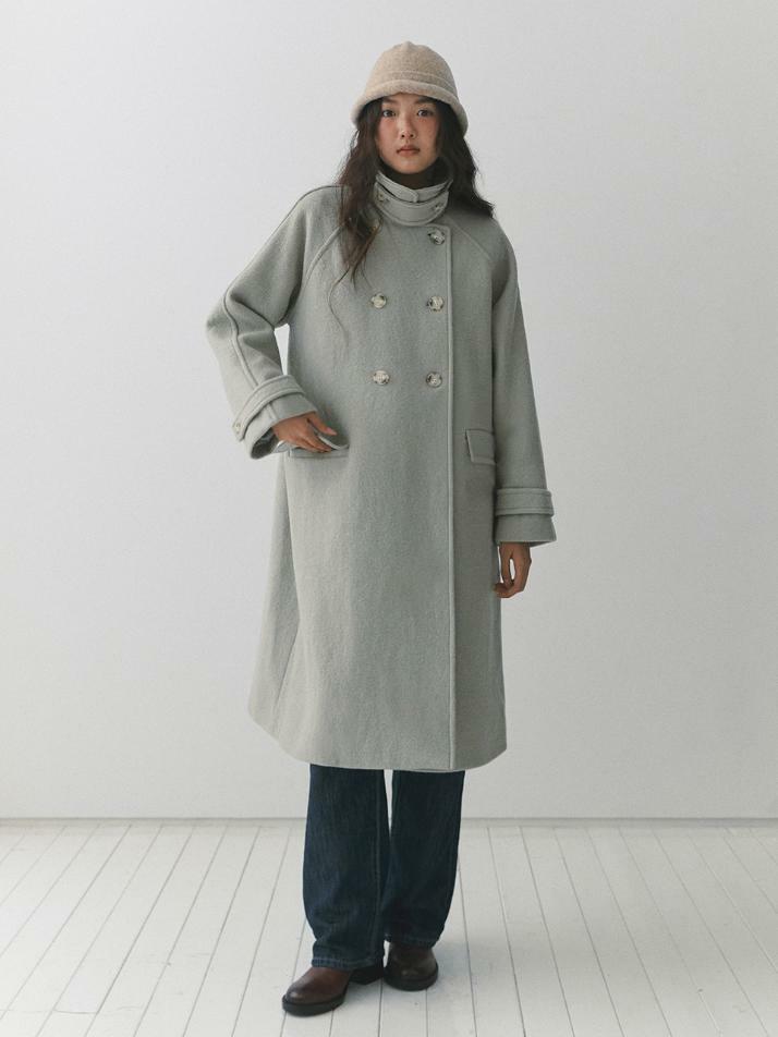 Soft Double Button Balmacaan Coat_mint