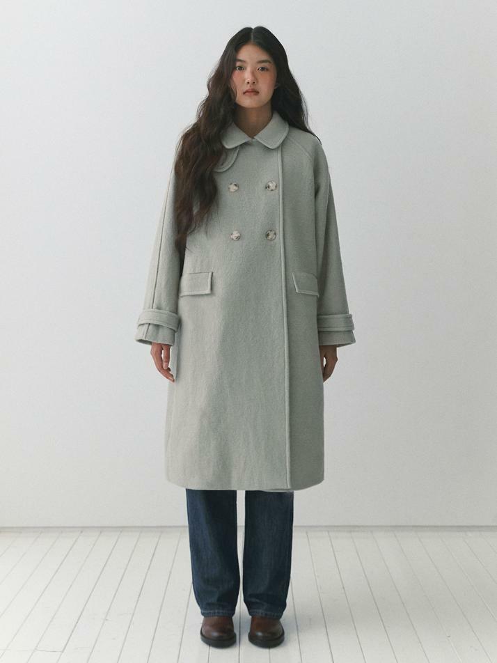Soft Double Button Balmacaan Coat_mint