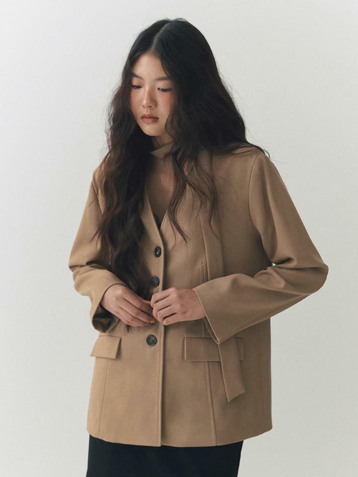 Stitch Scarf Jacket_beige