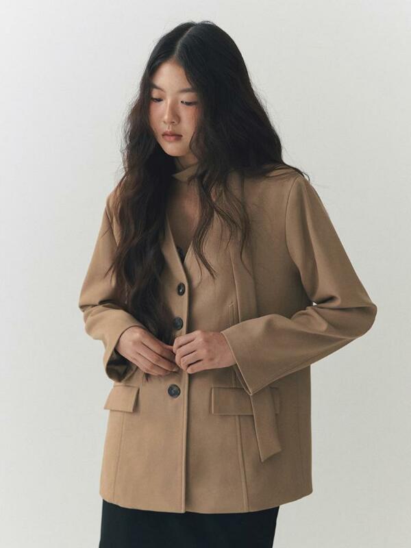 Stitch Scarf Jacket_beige