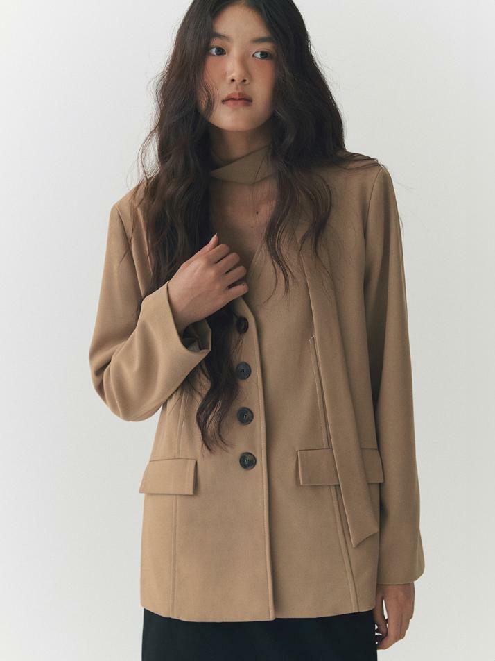 Stitch Scarf Jacket_beige