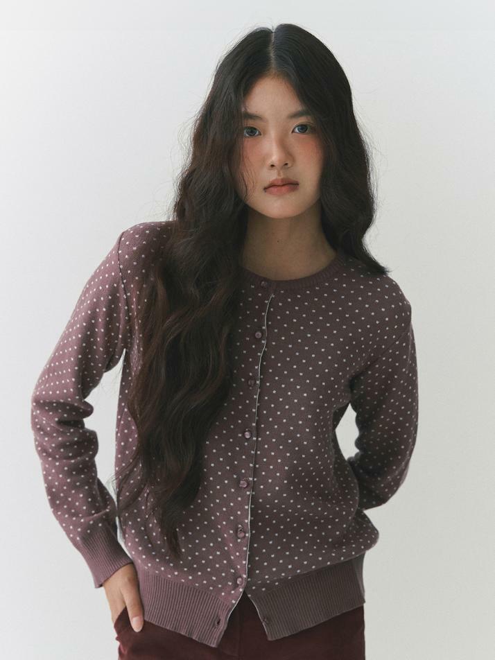 Sophie Dot Cardigan_plum cocoa