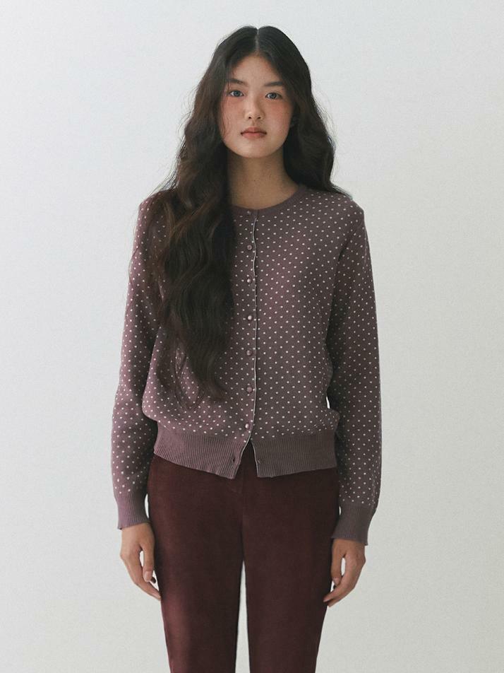 Sophie Dot Cardigan_plum cocoa