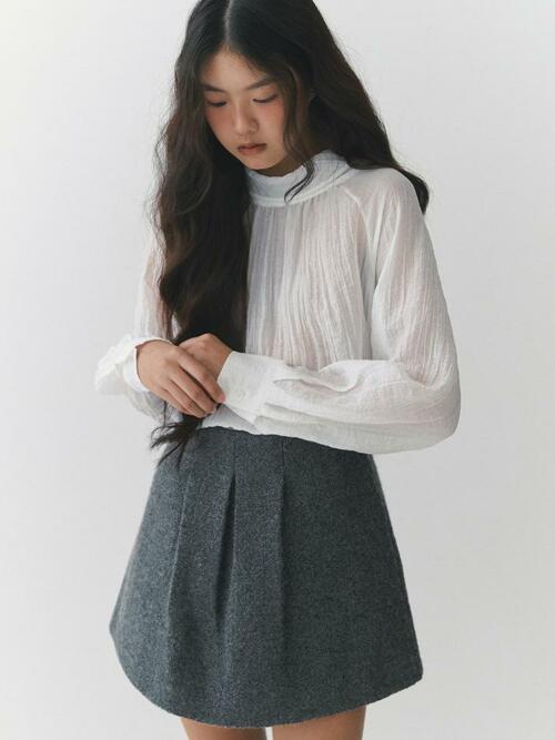 Petal Flip Tie Blouse_ivory
