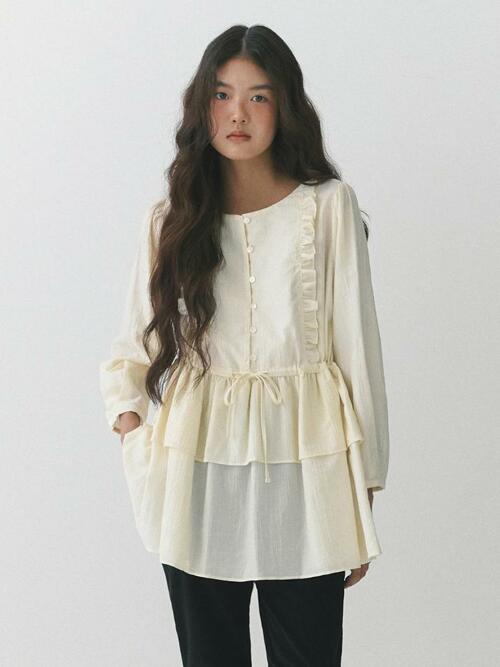 Frill Skirt Blouse_vanilla