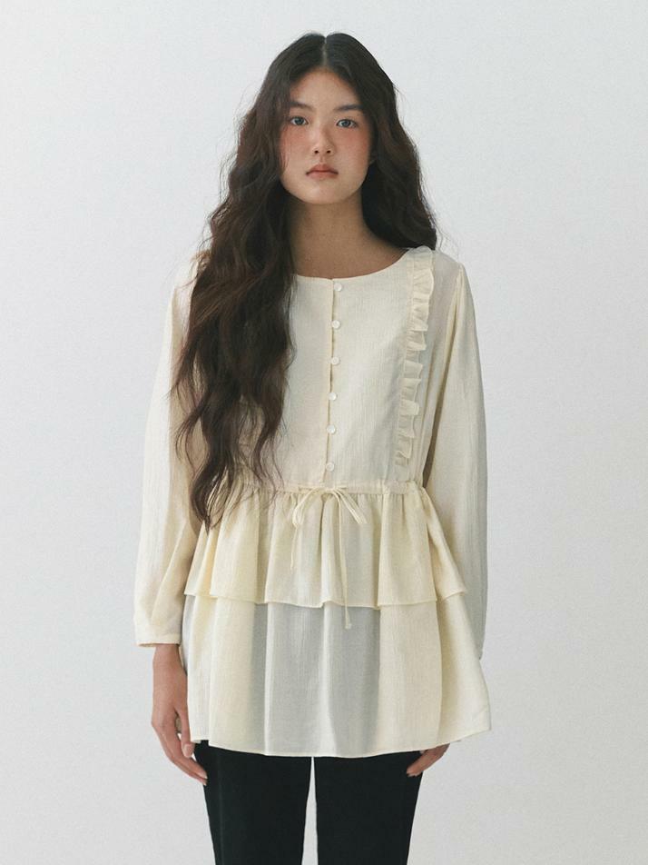 Frill Skirt Blouse_vanilla