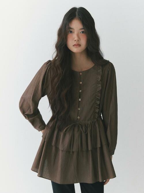 Frill Skirt Blouse_chestnut