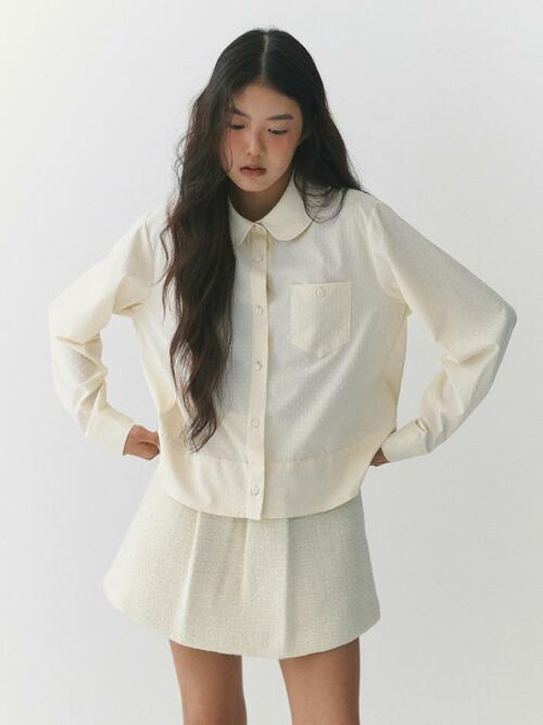 Emily Dot Jacquard Blouse_butter