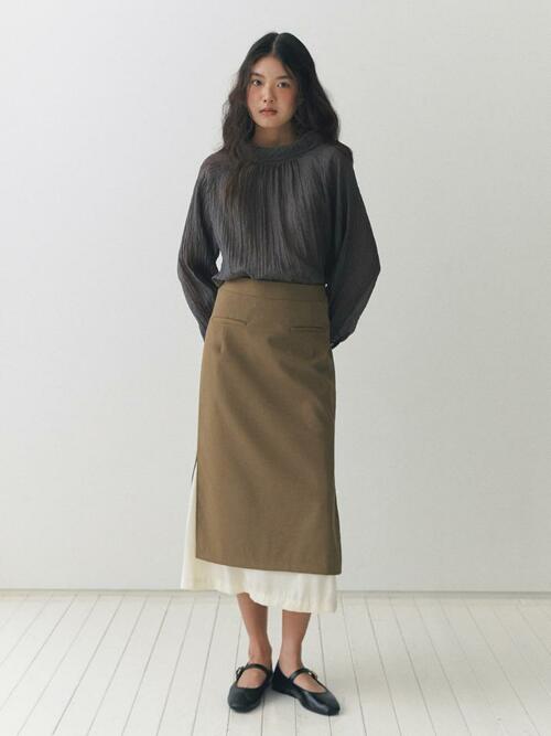 Frame H-line Skirt_khaki