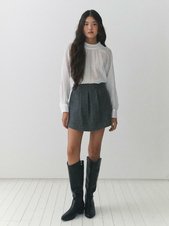 Rustic Tweed Wool Skirt_gray