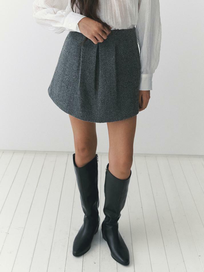 Rustic Tweed Wool Skirt_gray