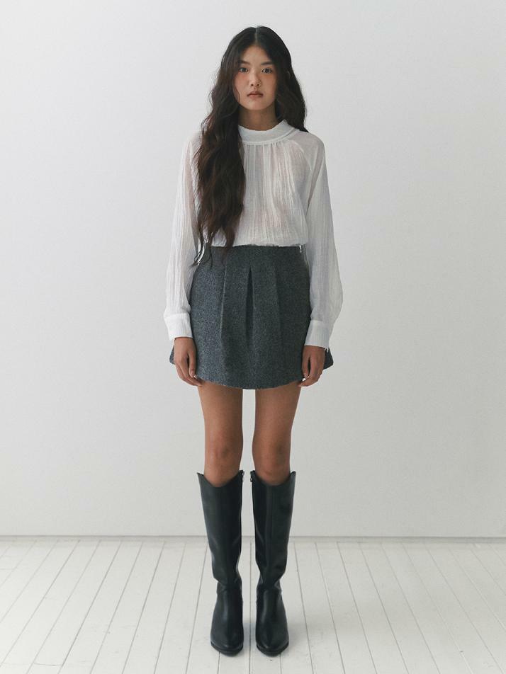 Rustic Tweed Wool Skirt_gray