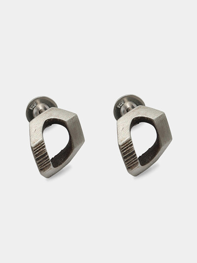 Noise pattern chain earring_black (925 silver)