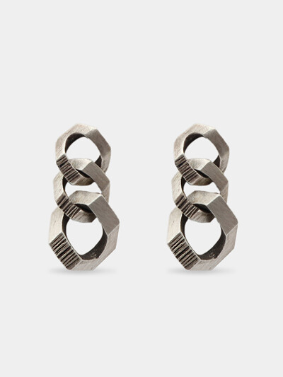 Noise pattern 3 chain earring (925 silver)