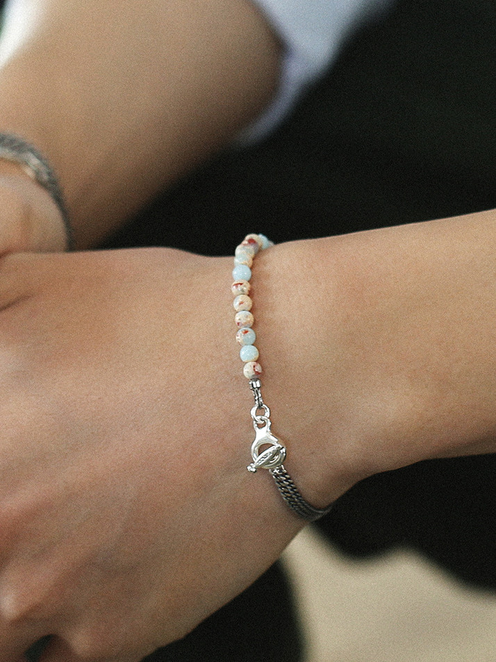 Drop stone chain (mix color) (925 silver)