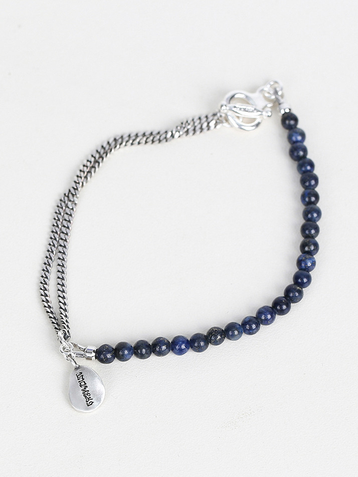 Drop stone chain (Deep blue) (925 silver)