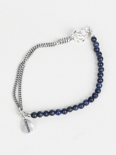 Drop stone chain (Deep blue) (925 silver)