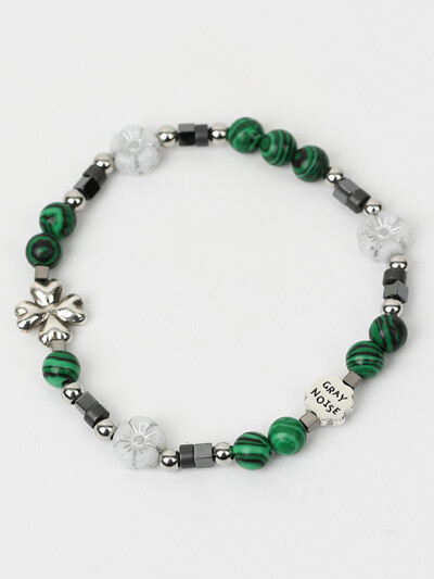 Clover beads stone bracelet GR (925 silver)
