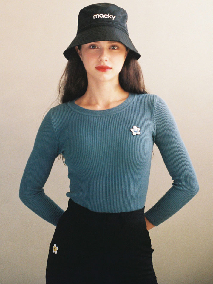 slim line knit blue