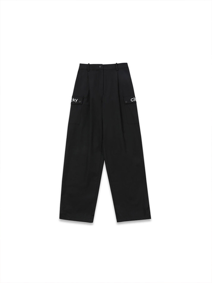 string round jogger pants black