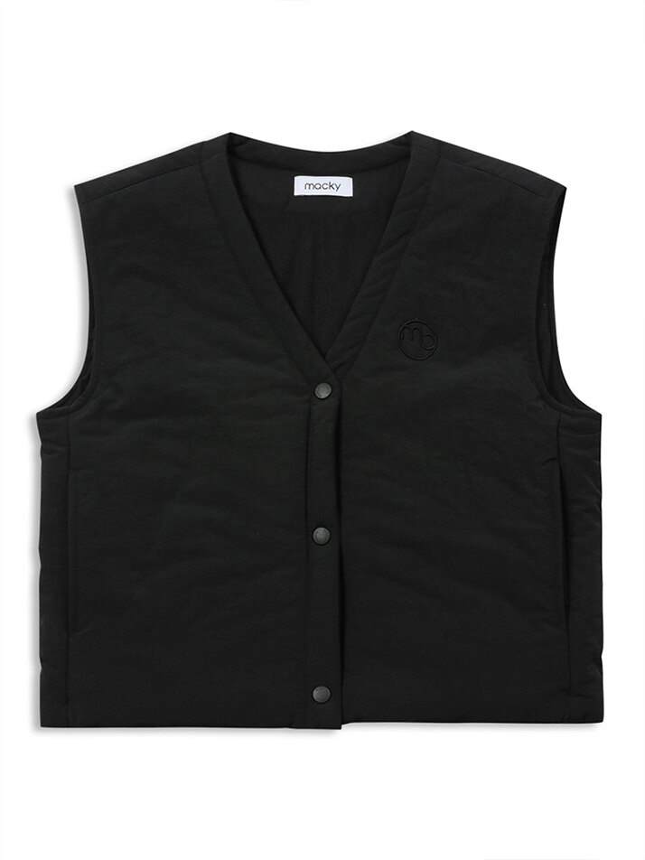 V padding crop vest black