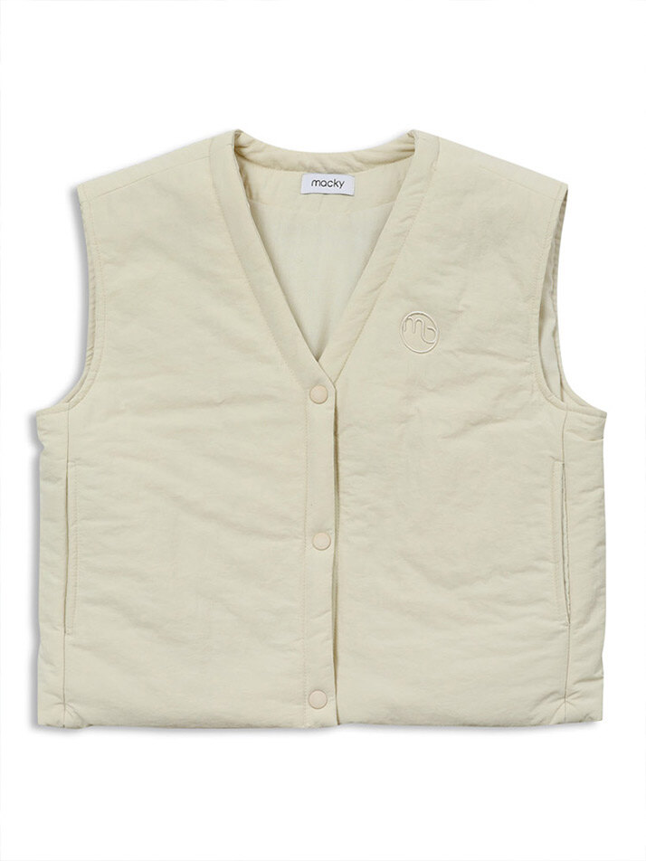 V padding crop vest ivory