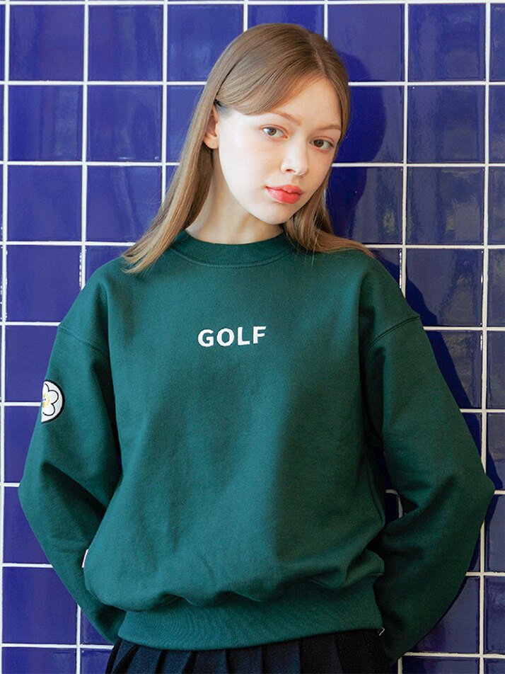 golf round patch sweatshirt green