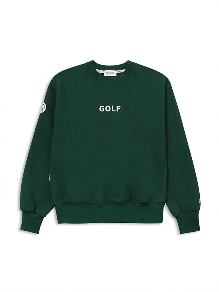 golf round patch sweatshirt green