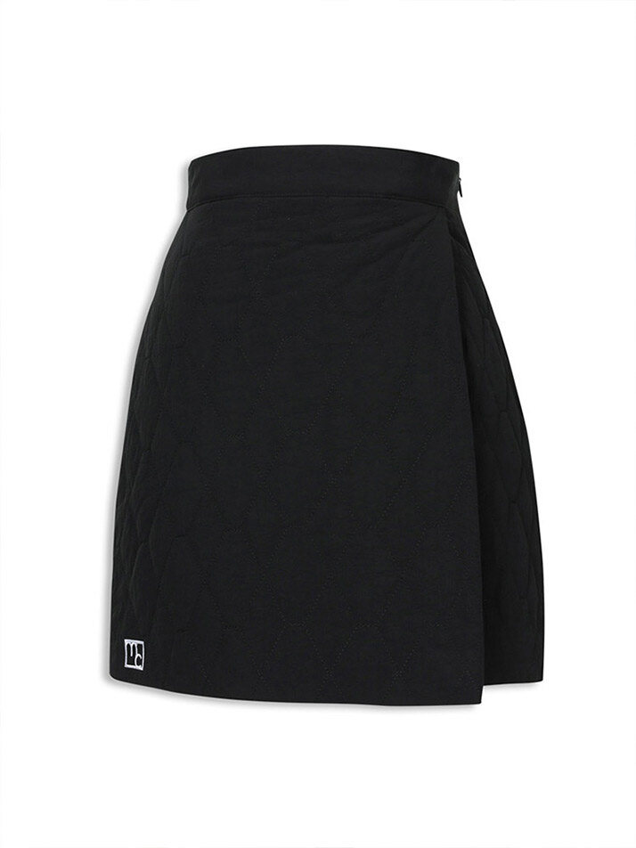 padded wrap mini skirt black