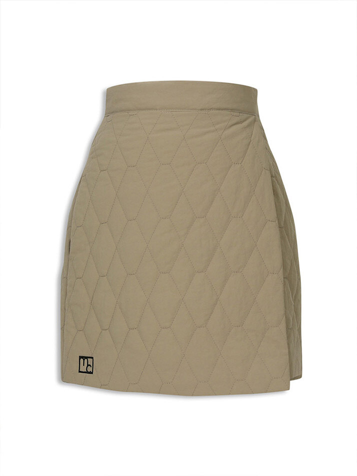 padded wrap mini skirt beige
