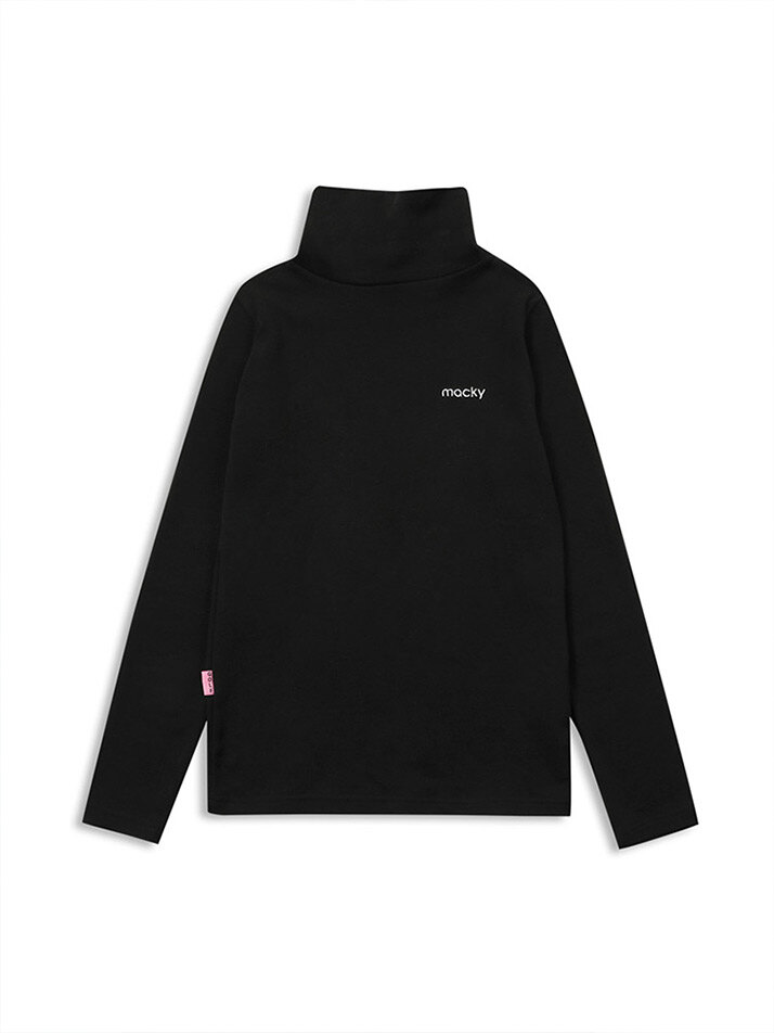 long neck layer T-shirt black