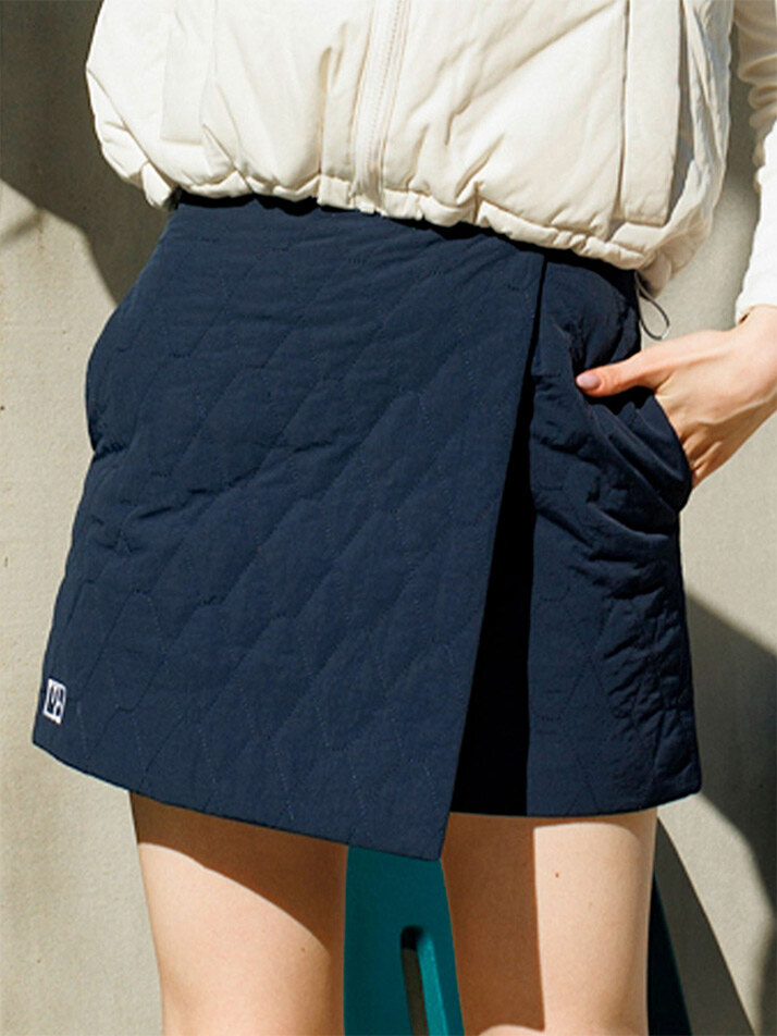 padded wrap mini skirt navy