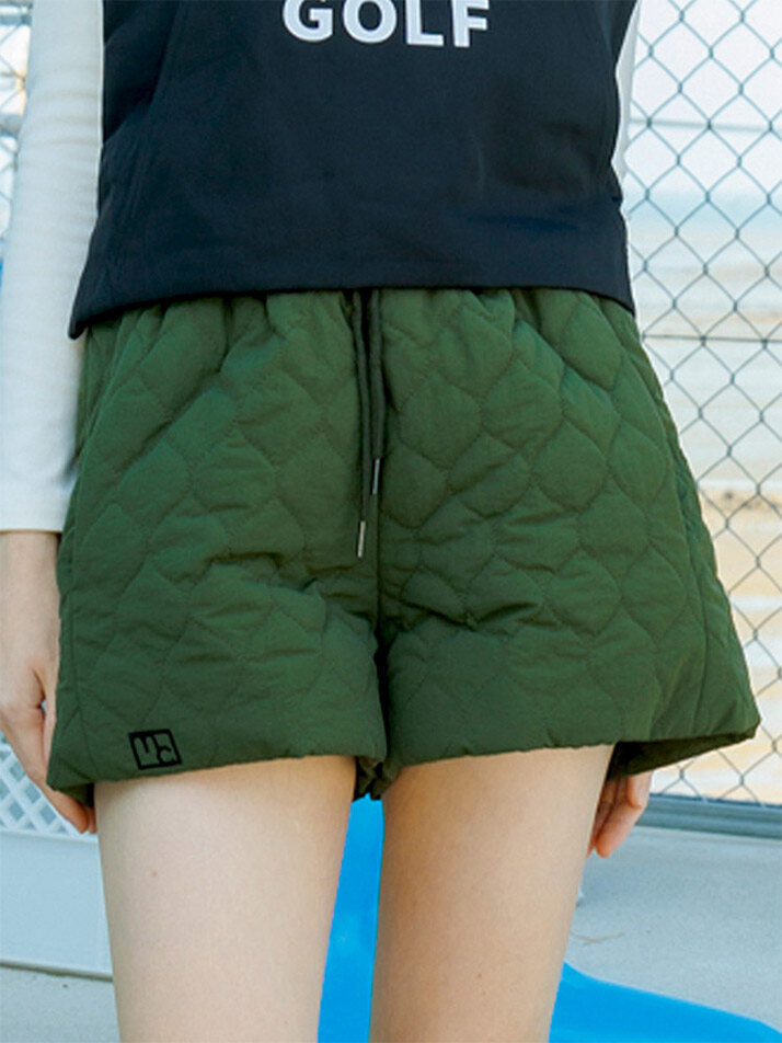 padded banding short pants khaki