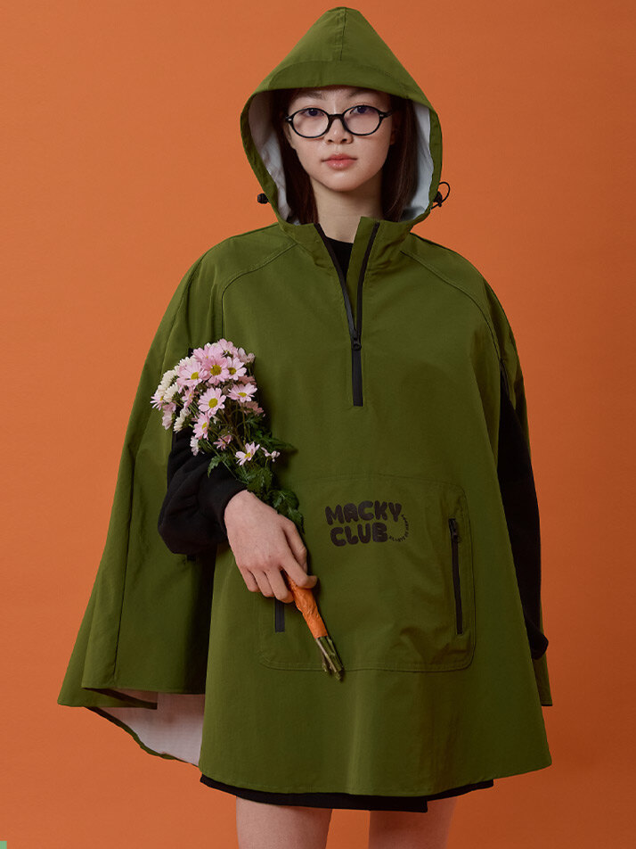 Fluffy Pancho Raincoat khaki