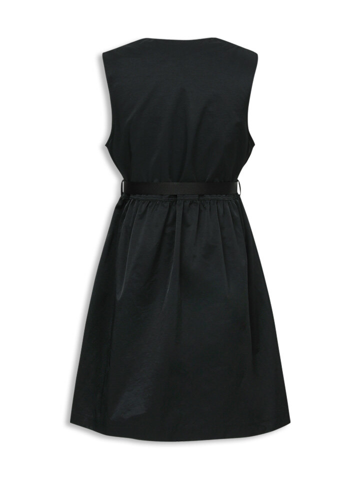 Hole-in-V-belt mini dress black