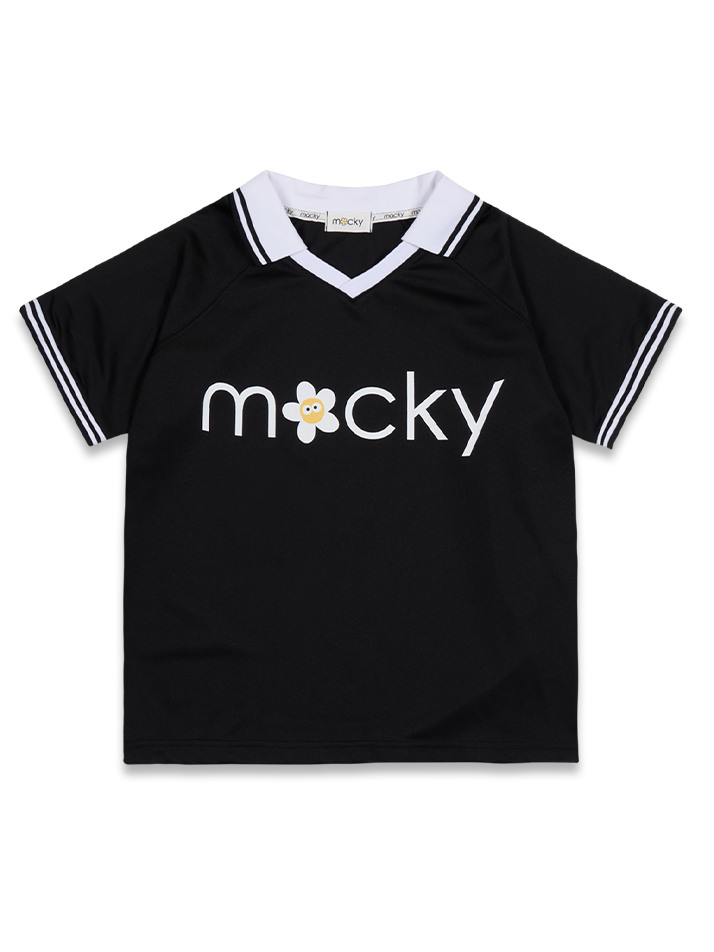 V-neck line T-shirt black