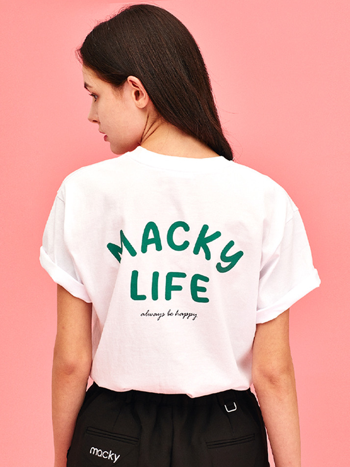 Life patch T-shirt white-green