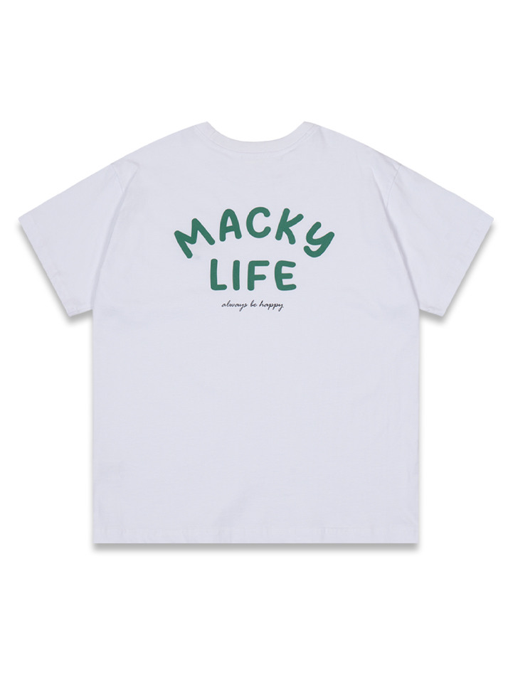 Life patch T-shirt white-green