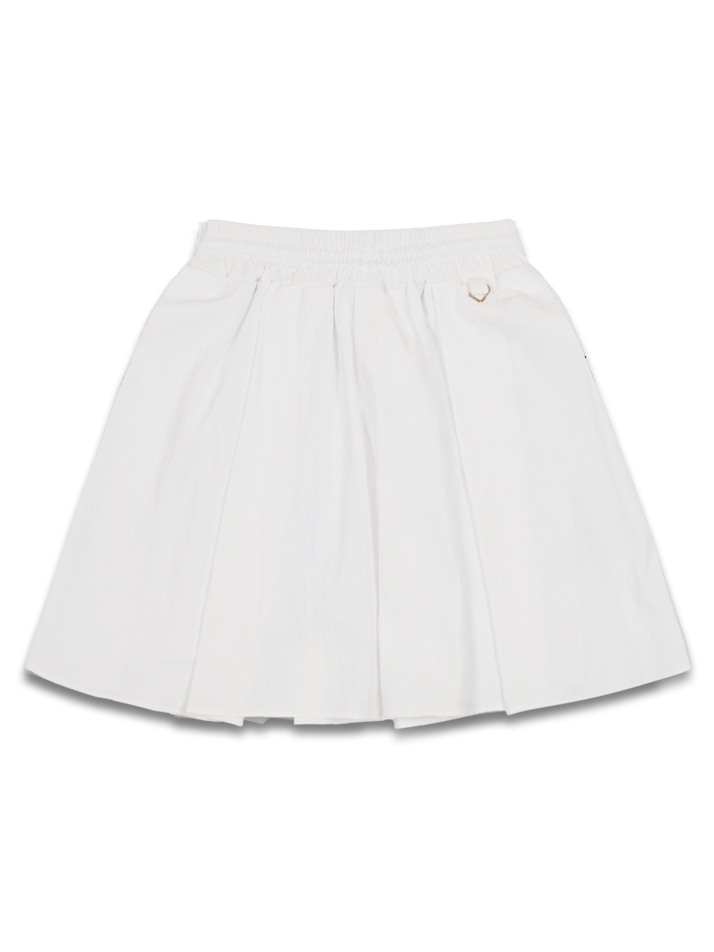 mesh pintuck flared skirt white