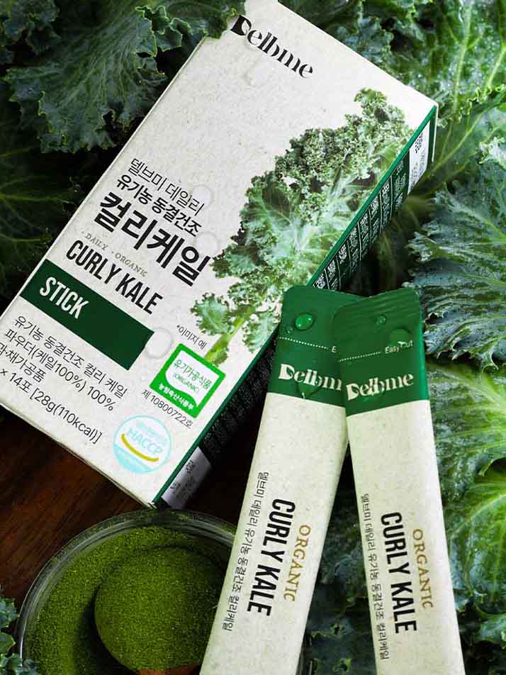 델브미 유기농 데일리 동결건조 그린 곱슬 컬리 케일 100% 스틱 28g