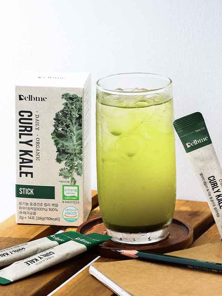 델브미 유기농 데일리 동결건조 그린 곱슬 컬리 케일 100% 스틱 28g