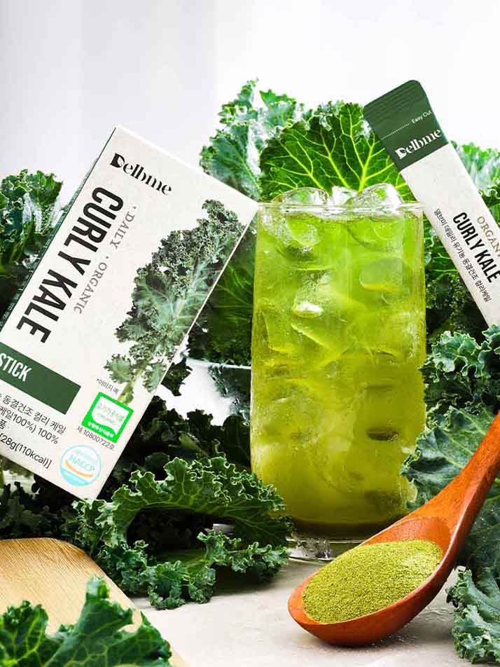 델브미 유기농 데일리 동결건조 그린 곱슬 컬리 케일 100% 스틱 28g