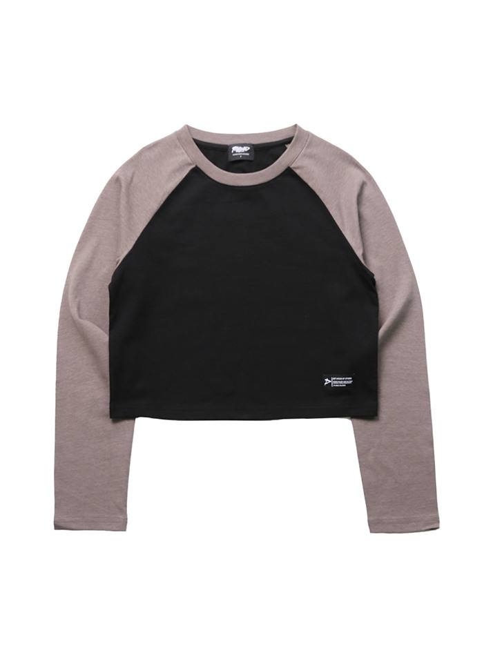 빈티지 라글란 크롭티 - BLACK+BROWN