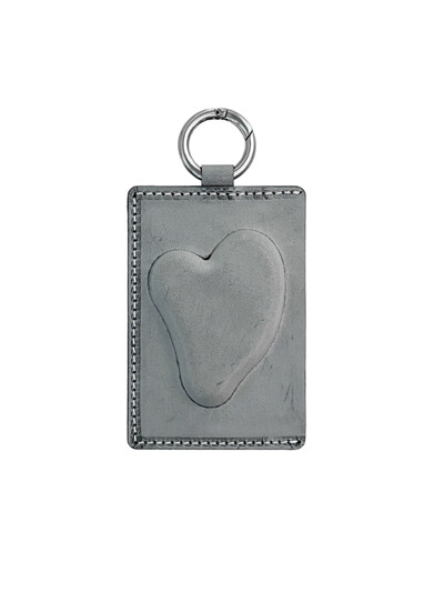 Heart keyring card wallet - White wax black