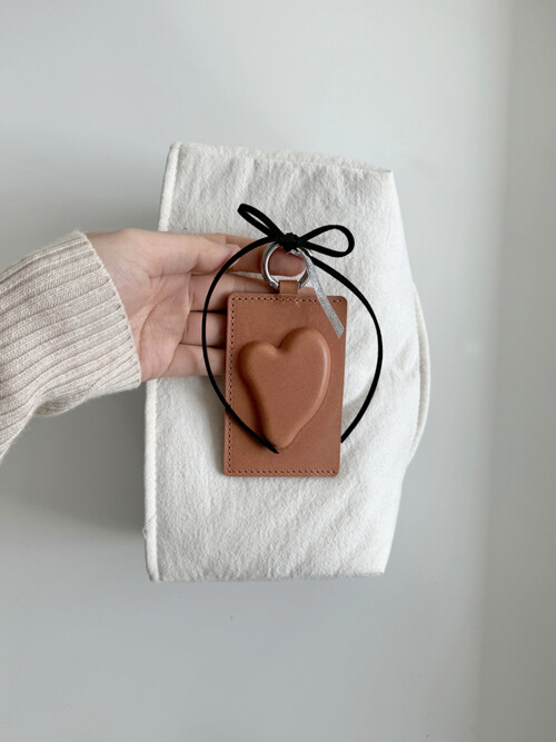 Heart keyring card wallet - Baby pink