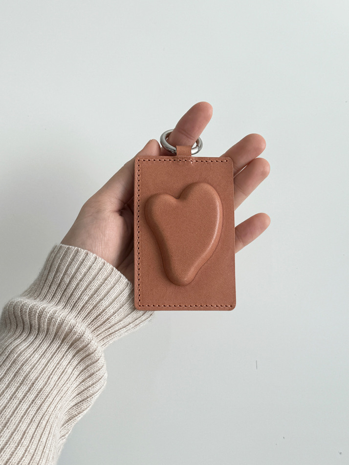 Heart keyring card wallet - Baby pink