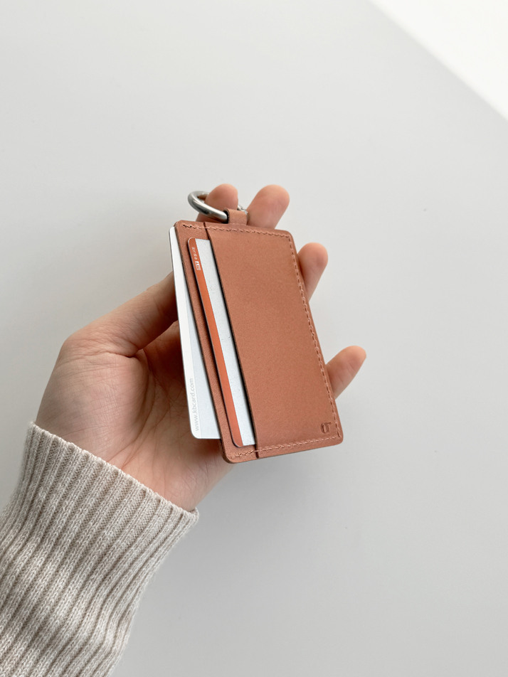 Heart keyring card wallet - Baby pink