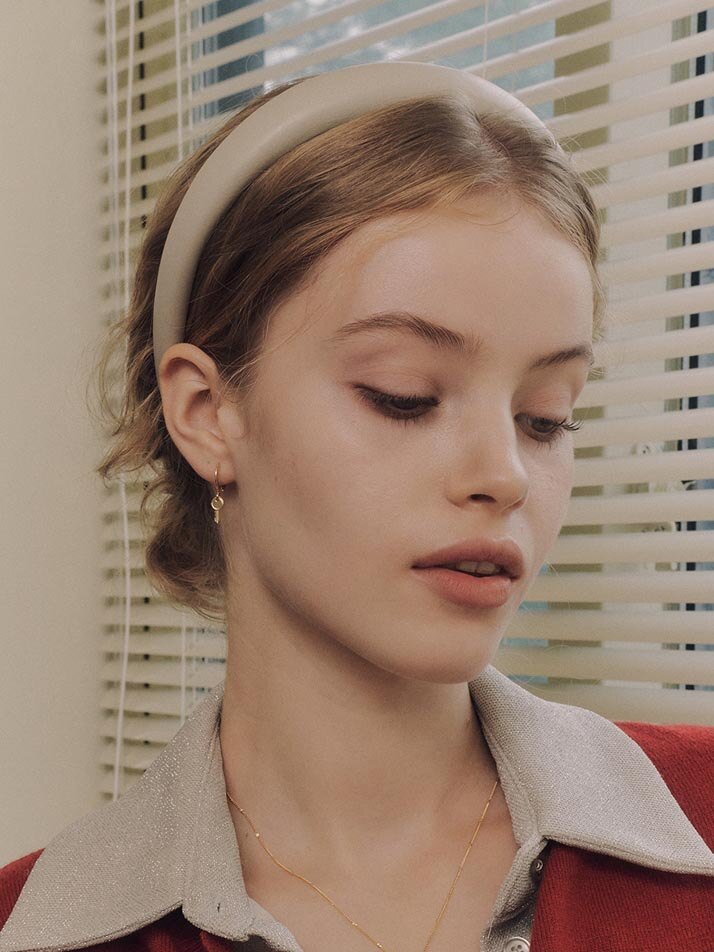 Classic leder Hairband [Ivory]